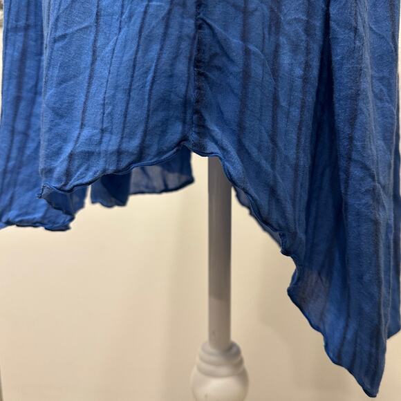 Poupette St. Barth Blue Crinkle Mini Tunic Dress Cover-Up Boho Mermaid Hippie - Picture 7 of 13